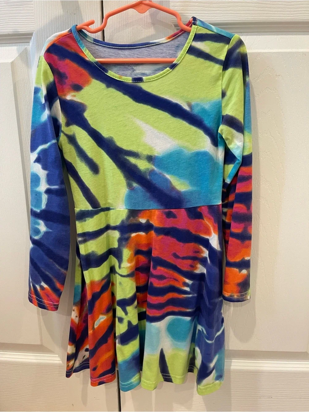 The Children's Place Multicolor Neon Tie-Dye Long Sleeve Dress